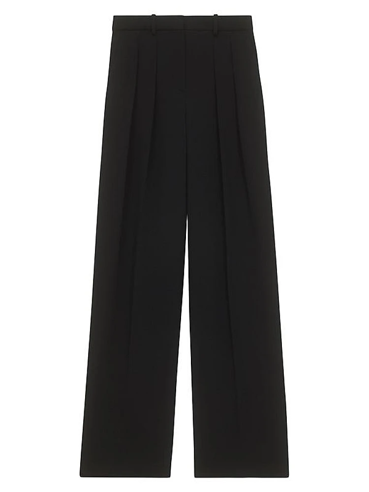 Double-Pleat Straight-Leg Pants