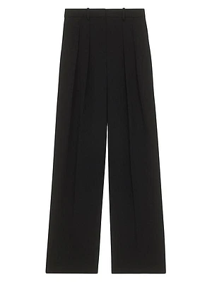 Double-Pleat Straight-Leg Pants