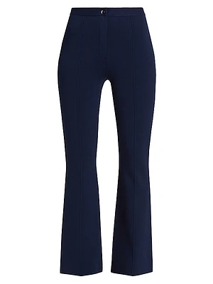 Crepe High-Waist Flare-Leg Pants