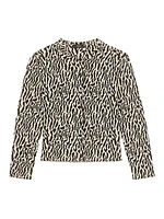 Animal-Print Jacquard Cotton Cardigan