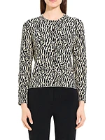 Animal-Print Jacquard Cotton Cardigan