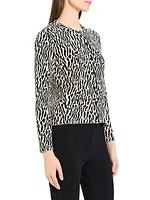 Animal-Print Jacquard Cotton Cardigan