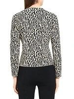 Animal-Print Jacquard Cotton Cardigan