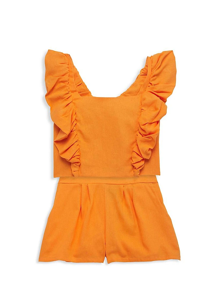 Little Girl's & Jocelyn Ruffle-Trim Top Shorts Set