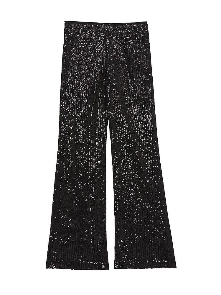 Girl's Liza Sequin-Embellished Flared Pants