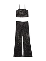 Girl's Liza Sequin-Embellished Flared Pants