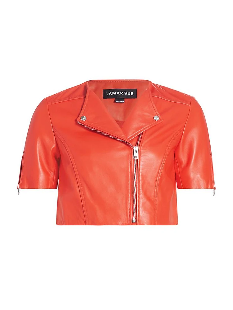 Kirsi Leather Crop Biker Jacket