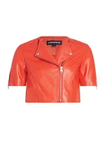 Kirsi Leather Crop Biker Jacket