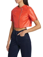 Kirsi Leather Crop Biker Jacket