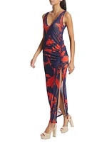 Hadyl Printed Mesh Maxi Dress