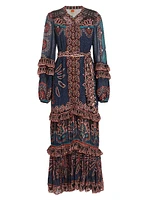 Ainika Tapestry Belted Maxi Dress