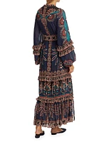 Ainika Tapestry Belted Maxi Dress