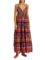 Forest Mosaic Cotton Voile Maxi Dress