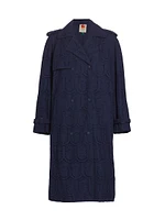 Eyelet Cotton Double-Breasted Trench Coat