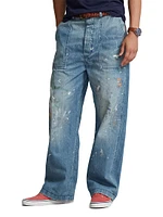 Paint Splatter Straight-Leg Carpenter Jeans