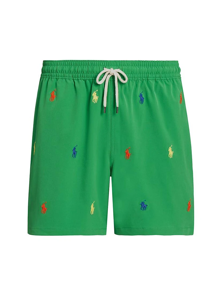 Embroidered Pony Swim Trunks