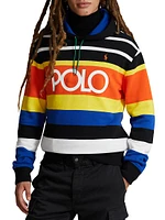 Striped Logo Fleece Hoodie