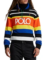 Striped Logo Fleece Hoodie