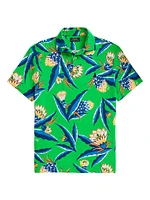 French Terry Floral Polo Shirt