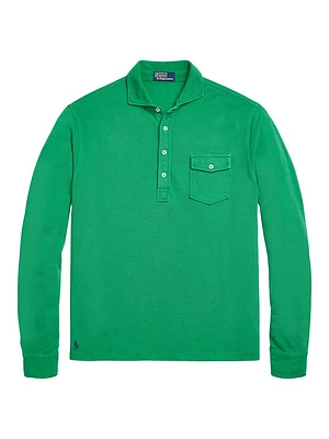 Long-Sleeve Mesh Polo Shirt