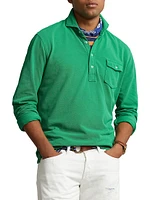 Long-Sleeve Mesh Polo Shirt