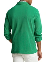 Long-Sleeve Mesh Polo Shirt