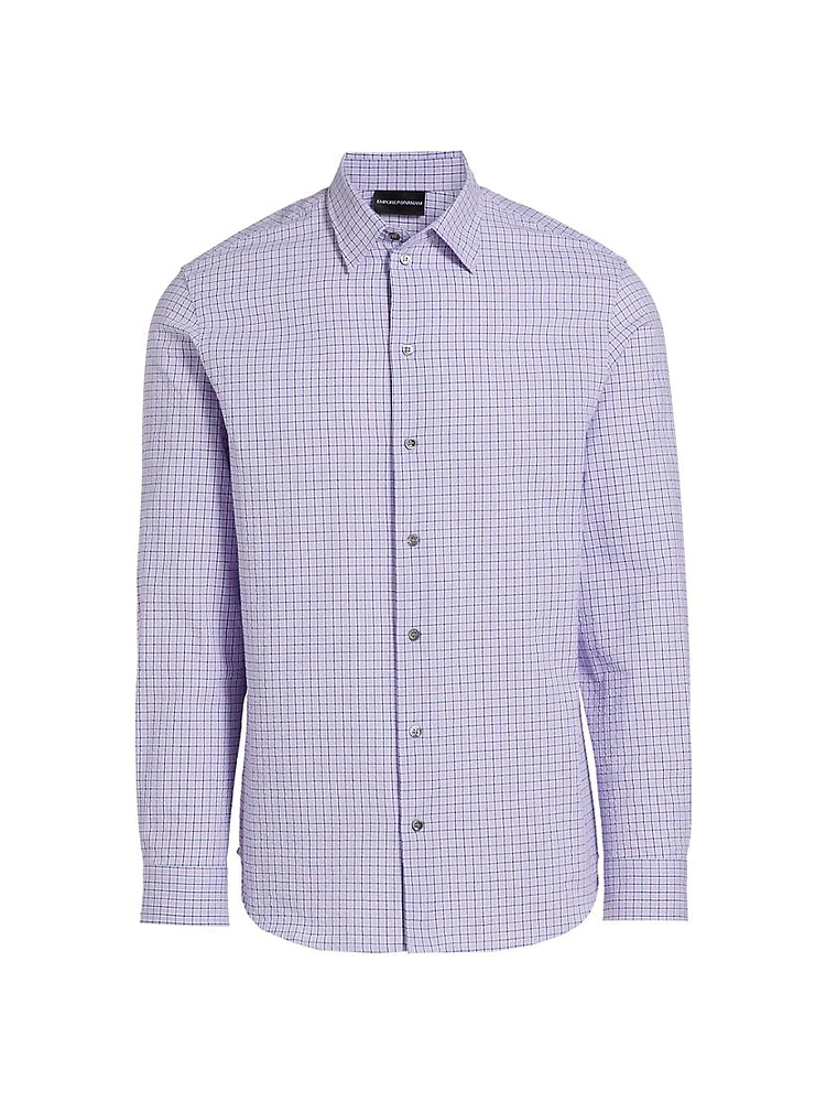 Checked Cotton Button-Front Shirt