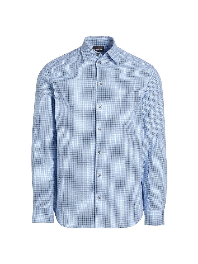 Checked Cotton Button-Front Shirt