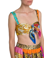 Archive Scarf-Print Silk Bra Top