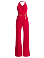 Chains & Hearts V-Neck Halter Jumpsuit