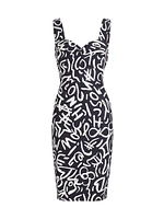 Scribble Logo Sweetheart Midi-Dress