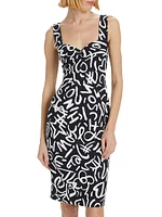 Scribble Logo Sweetheart Midi-Dress