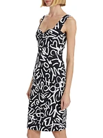 Scribble Logo Sweetheart Midi-Dress