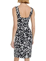 Scribble Logo Sweetheart Midi-Dress