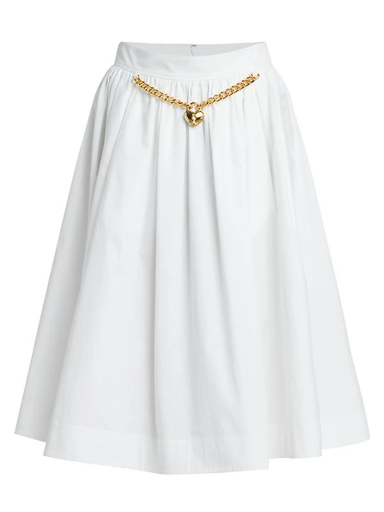 Chains & Hearts Poplin Midi-Skirt