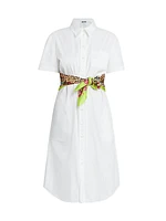 Cotton Scarf-Waist Shirtdress