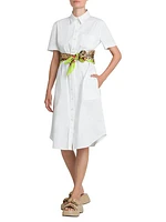 Cotton Scarf-Waist Shirtdress