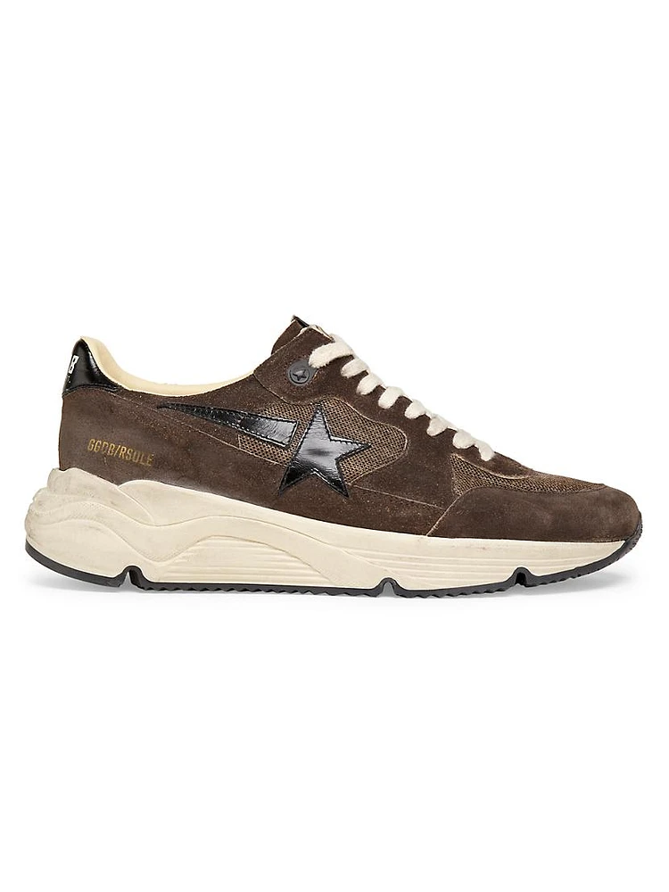 Running Sole Leopard-Star Leather Sneakers