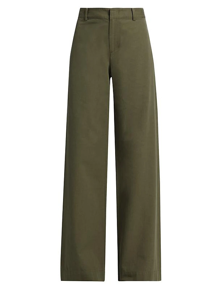 Twill Wide-Leg Pants