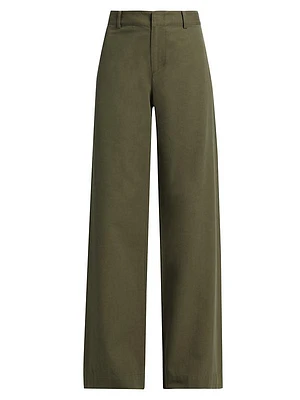 Twill Wide-Leg Pants