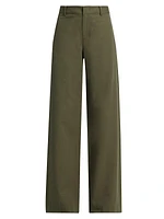 Twill Wide-Leg Pants