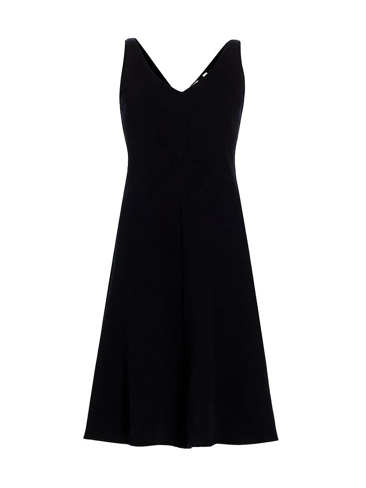 V-Neck Wool-Blend Slip Dress