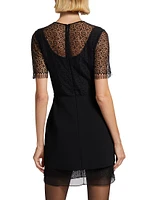 Geometric Cotton-Blend Lace Layered Minidress