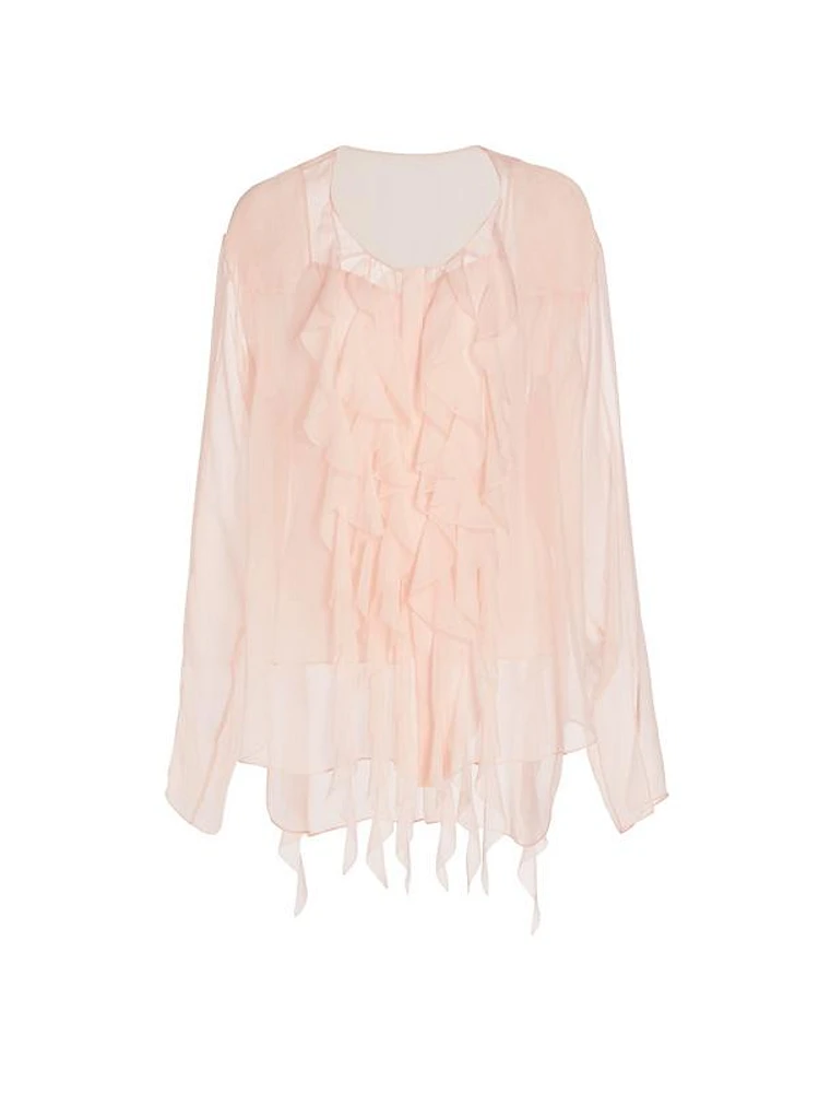 Ruffled Silk Chiffon Blouse