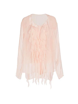 Ruffled Silk Chiffon Blouse