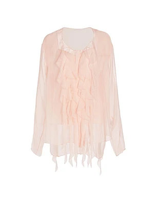 Ruffled Silk Chiffon Blouse