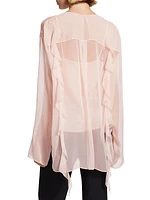 Ruffled Silk Chiffon Blouse