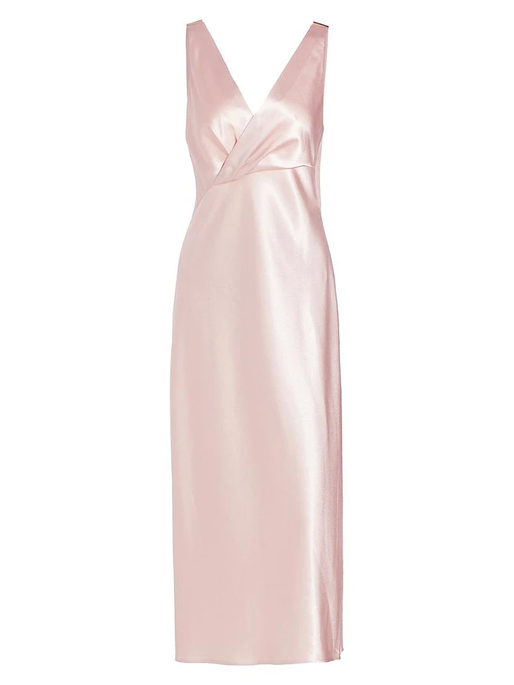 Satin V-Neck Cocktail Dress