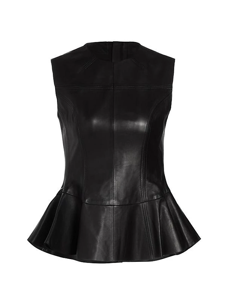 Leather Shell Peplum Top