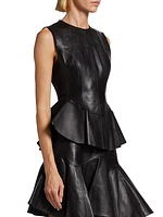 Leather Shell Peplum Top